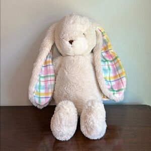 Bunnies By The Bay Cream Nibble Bunny Plush Pastel Plaid Ears Easter Rabbit 16"
